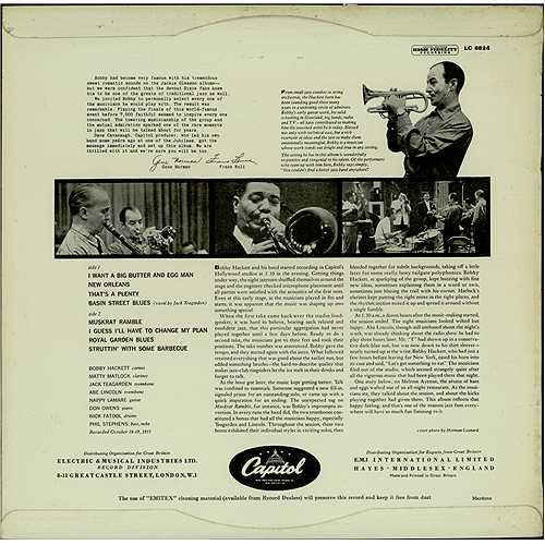 Bobby Hackett Coast Concert 10" vinyl single (10 inch record) UK BHQ10CO408949