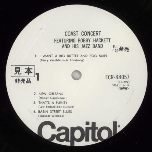 Bobby Hackett Coast Concert vinyl LP album (LP record) Japanese BHQLPCO872775