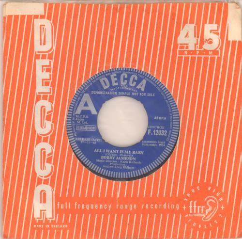 Bobby Jameson All I Want Is My Baby - A Label - noc - VG 7" vinyl single (7 inch record / 45) UK H6D07AL645840