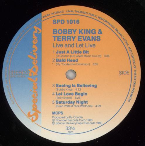 Bobby King Live And Let Live! vinyl LP album (LP record) UK 1BKLPLI477929