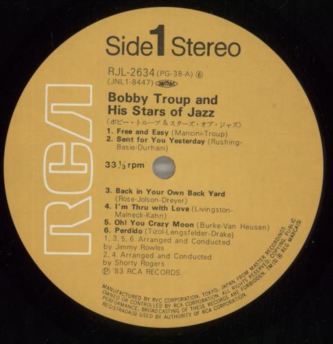 Bobby Troup Bobby Troup And His Stars Of Jazz vinyl LP album (LP record) Japanese OUPLPBO877668