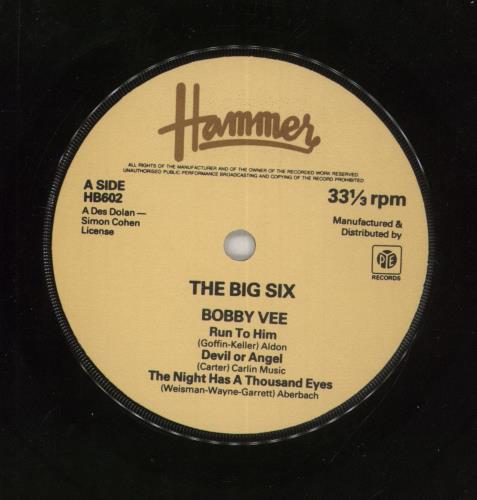 Bobby Vee 6 Great Tracks 7" vinyl single (7 inch record / 45) UK BYV07GR576416