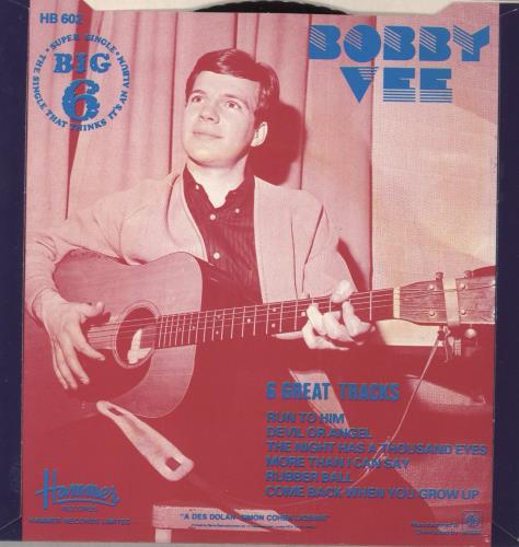 Bobby Vee 6 Great Tracks 7" vinyl single (7 inch record / 45) UK BYV07GR576416