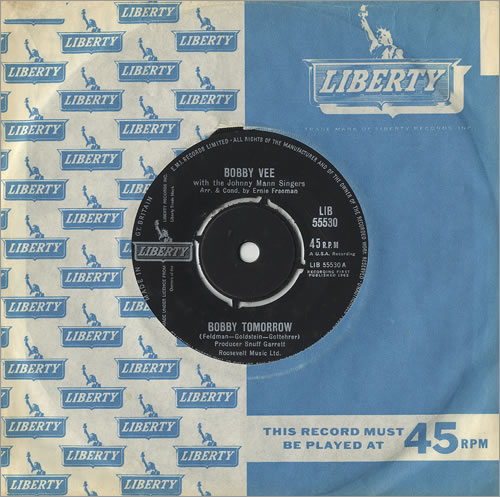 Bobby Vee Bobby Tomorrow 7" vinyl single (7 inch record / 45) UK BYV07BO491396