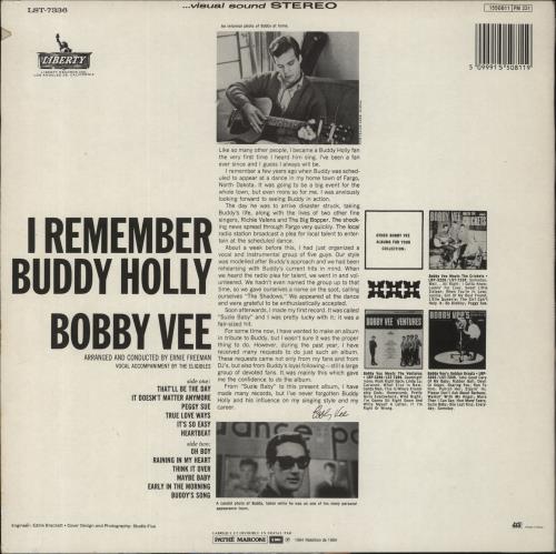 Bobby Vee I Remember Buddy Holly vinyl LP album (LP record) French BYVLPIR816992