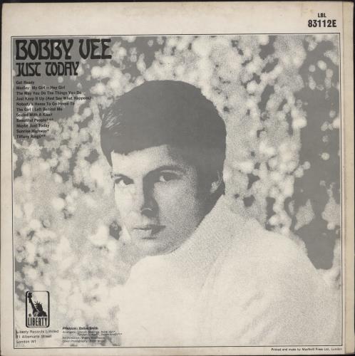 Bobby Vee Just Today - EX vinyl LP album (LP record) UK BYVLPJU789020