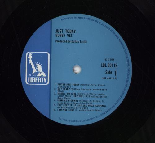 Bobby Vee Just Today - EX vinyl LP album (LP record) UK BYVLPJU789020