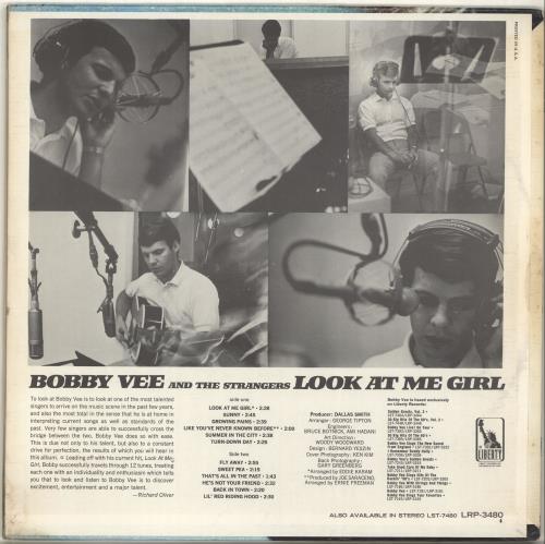 Bobby Vee Look At Me Girl vinyl LP album (LP record) US BYVLPLO698679
