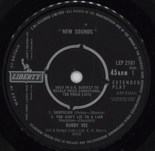 Bobby Vee New Sounds 7" vinyl single (7 inch record / 45) UK BYV07NE788869