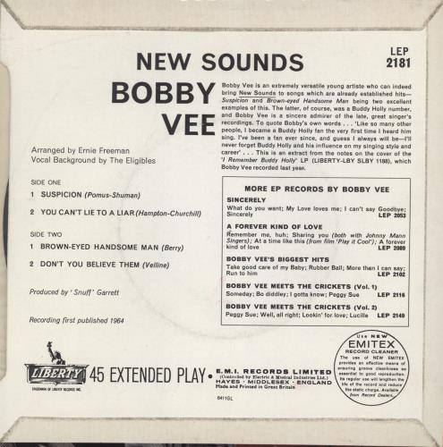 Bobby Vee New Sounds 7" vinyl single (7 inch record / 45) UK BYV07NE788869