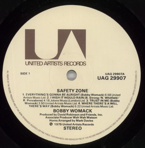 Bobby Womack Safety Zone vinyl LP album (LP record) UK YBBLPSA741555