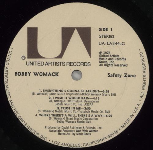 Bobby Womack Safety Zone vinyl LP album (LP record) US YBBLPSA882037