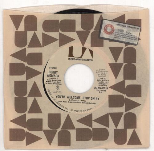 Bobby Womack You're Welcome, Stop On By 7" vinyl single (7 inch record / 45) US YBB07YO740980