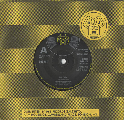 Bogart Sin City 7" vinyl single (7 inch record / 45) UK B2G07SI486527