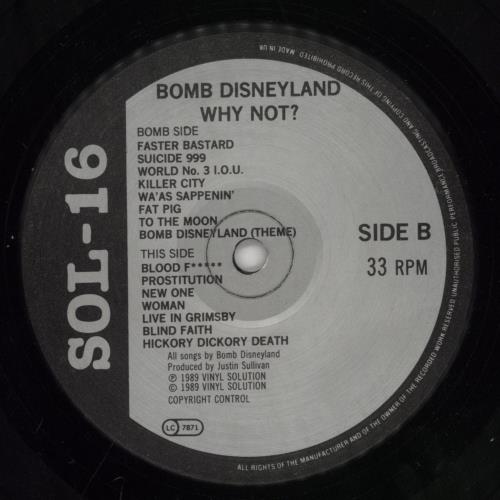 Bomb Disneyland Why Not ? vinyl LP album (LP record) UK E5MLPWH591747