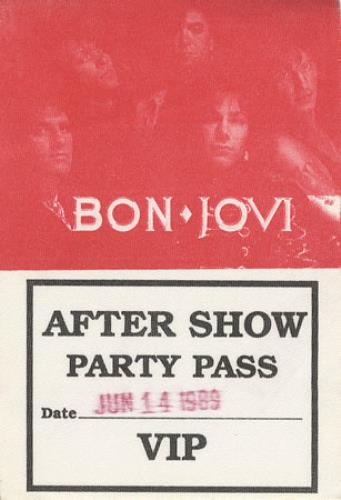 Bon Jovi After Show Party Pass tour pass UK BONTPAF368458