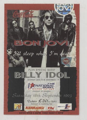 Bon Jovi I'll Sleep When I'm Dead + Ticket Stub tour programme UK BONTRIL631187