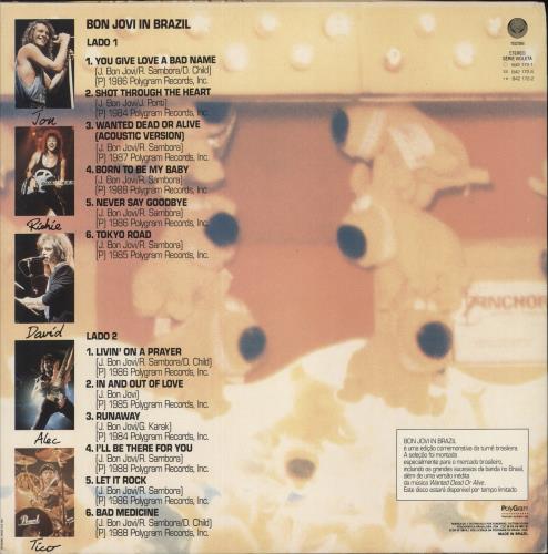 Bon Jovi In Brazil vinyl LP album (LP record) Brazilian BONLPIN20812