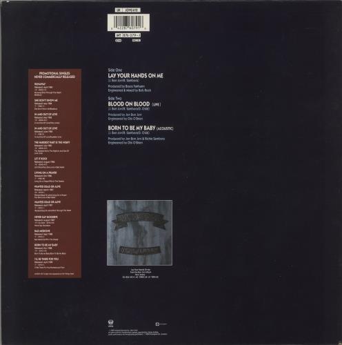 Bon Jovi Lay Your Hands On Me - Number Sticker 12" vinyl single (12 inch record / Maxi-single) UK BON12LA00539