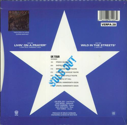 Bon Jovi Livin' On A Prayer 7" vinyl single (7 inch record / 45) UK BON07LI819646