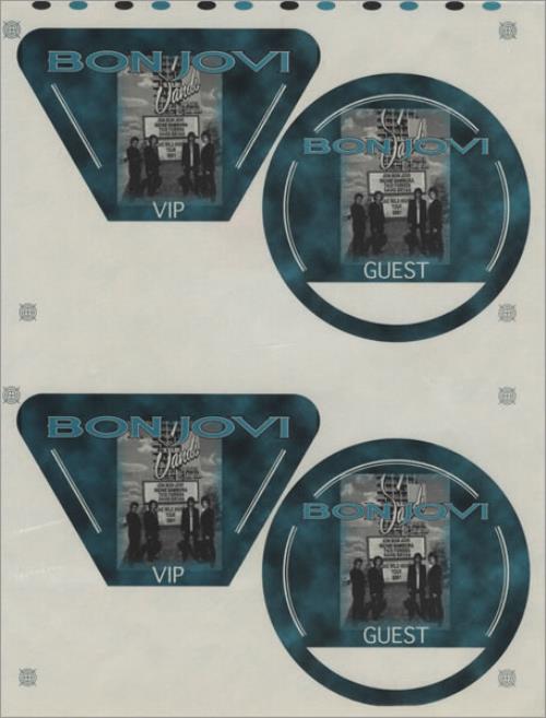 Bon Jovi One Wild Night Tour - At The Sands - Uncut Sheets tour pass US BONTPON428379