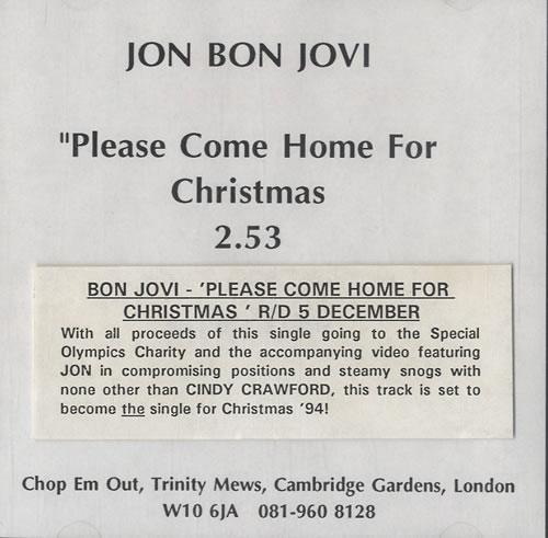 Bon Jovi Please Come Home For Christmas CD-R acetate UK BONCRPL38518
