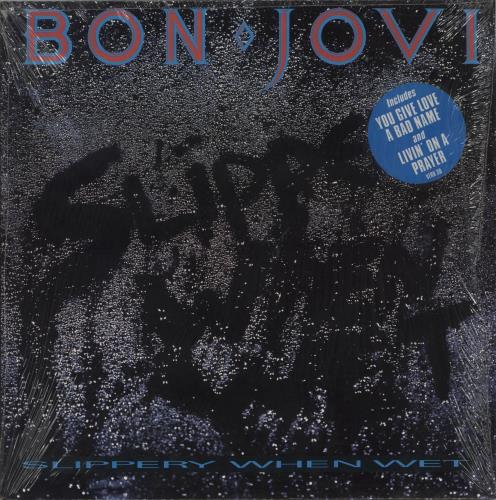 Bon Jovi Slippery When Wet - 2 Song Sticker - Shrink vinyl LP album (LP record) UK BONLPSL857755