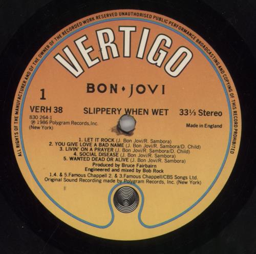 Bon Jovi Slippery When Wet - 2 Song Sticker - Shrink vinyl LP album (LP record) UK BONLPSL857755