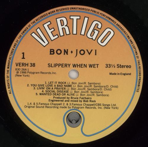 Bon Jovi Slippery When Wet - 2 Song Sticker vinyl LP album (LP record) UK BONLPSL673490
