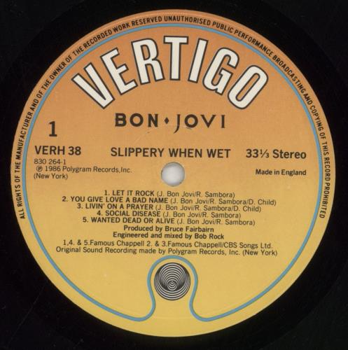 Bon Jovi Slippery When Wet - EX vinyl LP album (LP record) UK BONLPSL258375