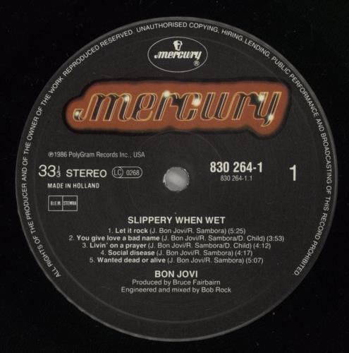 Bon Jovi Slippery When Wet vinyl LP album (LP record) Dutch BONLPSL281558