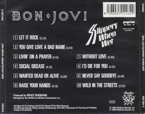 Bon Jovi Slippery When Wet CD album (CDLP) Czech BONCDSL738276