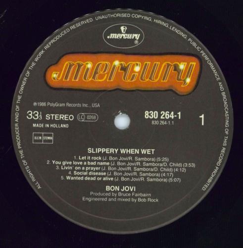 Bon Jovi Slippery When Wet vinyl LP album (LP record) Dutch BONLPSL770338
