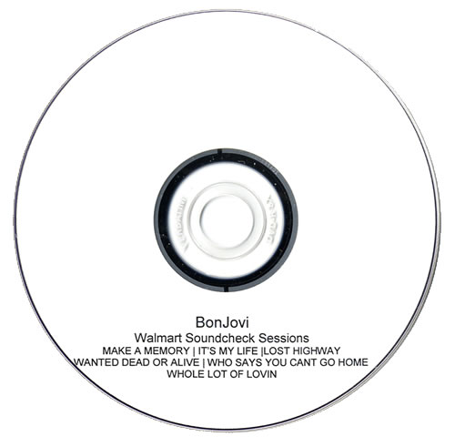 Bon Jovi Walmart Soundcheck Sessions promo DVD-R US BONDRWA485643