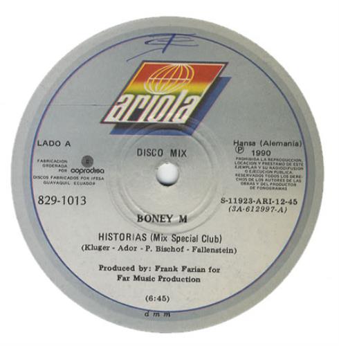 Boney M Historias 12" vinyl single (12 inch record / Maxi-single) Ecuador BOM12HI282225