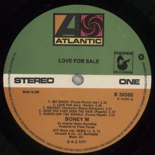 Boney M Love For Sale vinyl LP album (LP record) UK BOMLPLO454913