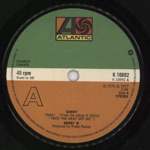 Boney M Sunny + Picture Sleeve 7" vinyl single (7 inch record / 45) UK BOM07SU860654