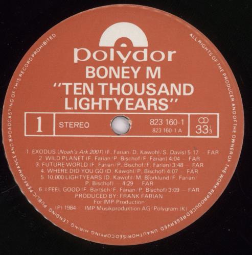 Boney M Ten Thousand Lightyears vinyl LP album (LP record) Kenyan BOMLPTE891698