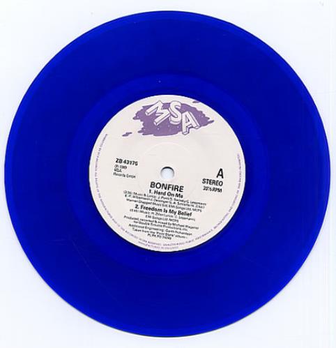 Bonfire Hard On Me - Blue Vinyl 7" vinyl single (7 inch record / 45) UK BN207HA331182