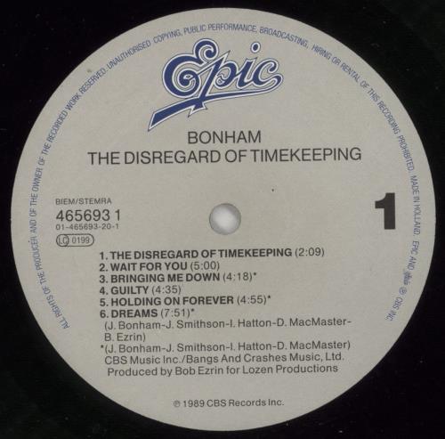 Bonham The Disregard Of Timekeeping vinyl LP album (LP record) UK BHMLPTH277490