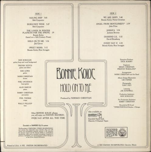 Bonnie Koloc Hold On To Me - Quad vinyl LP album (LP record) US B8OLPHO596221