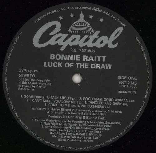 Bonnie Raitt Luck Of The Draw - Price Sticker vinyl LP album (LP record) UK BRTLPLU871611