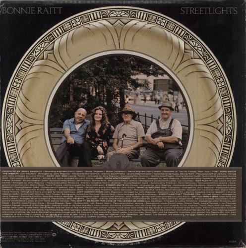 Bonnie Raitt Streetlights vinyl LP album (LP record) US BRTLPST880211