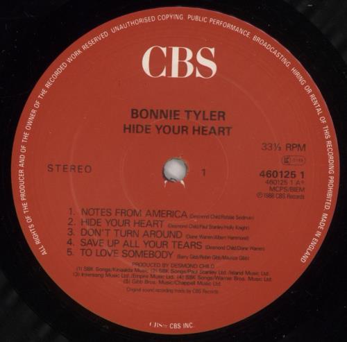 Bonnie Tyler Hide Your Heart vinyl LP album (LP record) UK BTYLPHI102882