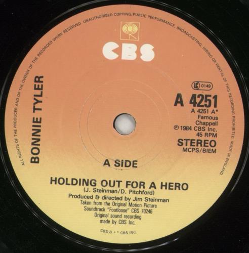 Bonnie Tyler Holding Out For A Hero 7" vinyl single (7 inch record / 45) UK BTY07HO46176
