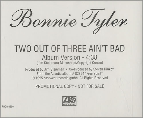Bonnie Tyler Two Out Of Three Aint' Bad CD single (CD5 / 5") US BTYC5TW64125