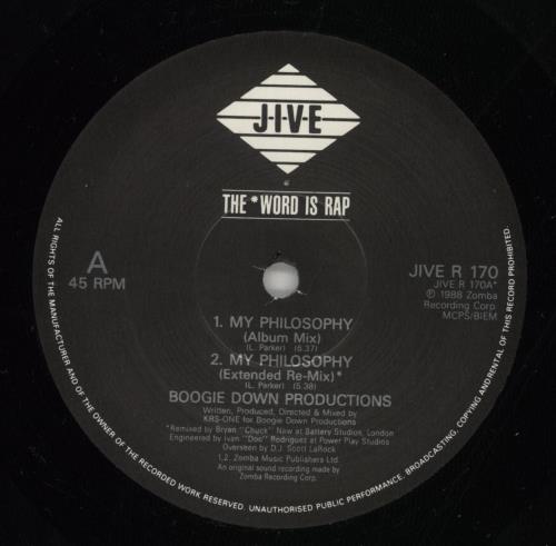 Boogie Down Productions My Philosophy 12" vinyl single (12 inch record / Maxi-single) UK B9O12MY628540