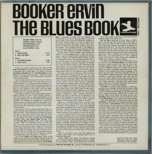 Booker Ervin The Blues Book vinyl LP album (LP record) US B8QLPTH651441