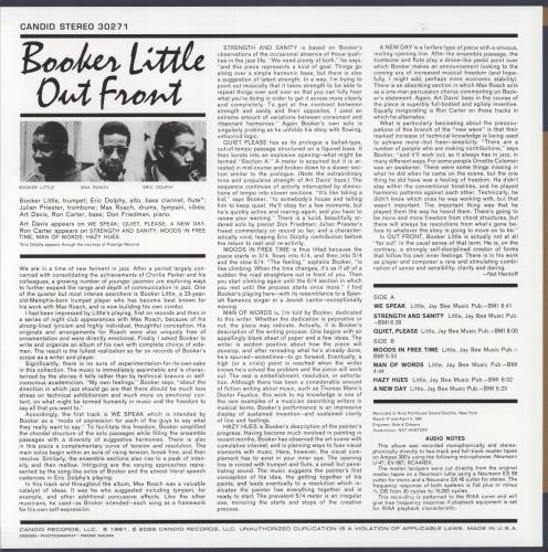 Booker Little Out Front - 180gm Vinyl vinyl LP album (LP record) US 4BLLPOU868326