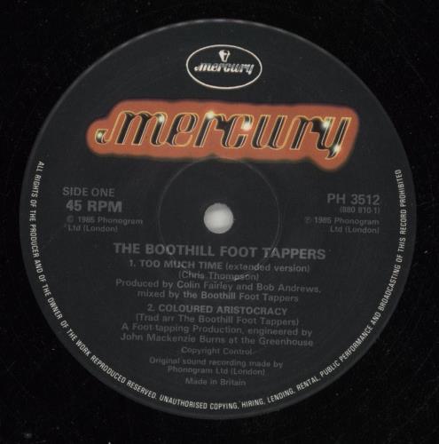 Boothill Foot Tappers Too Much Time 12" vinyl single (12 inch record / Maxi-single) UK BHF12TO96868